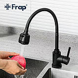 Змішувач для кухні Frap F40993-6 з гнучким виливом, 2 режими, чорний, фото 2