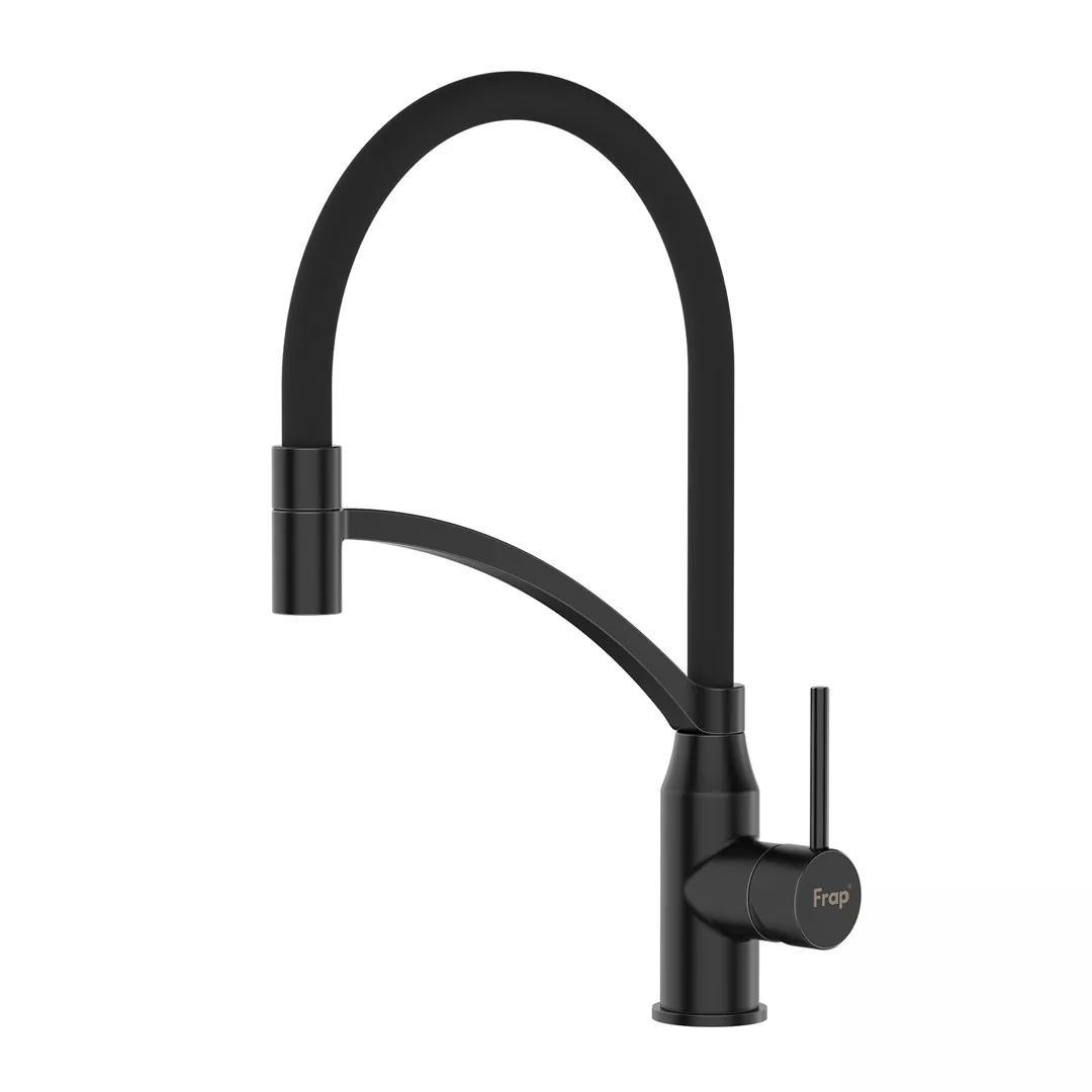 Змішувач для кухні Frap F4552-6 з гнучким виливом, чорний, фото 1