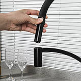 Змішувач для кухні Frap F4552-6 з гнучким виливом, чорний, фото 3