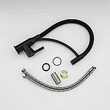 Змішувач для кухні Frap F4552-6 з гнучким виливом, чорний, фото 5