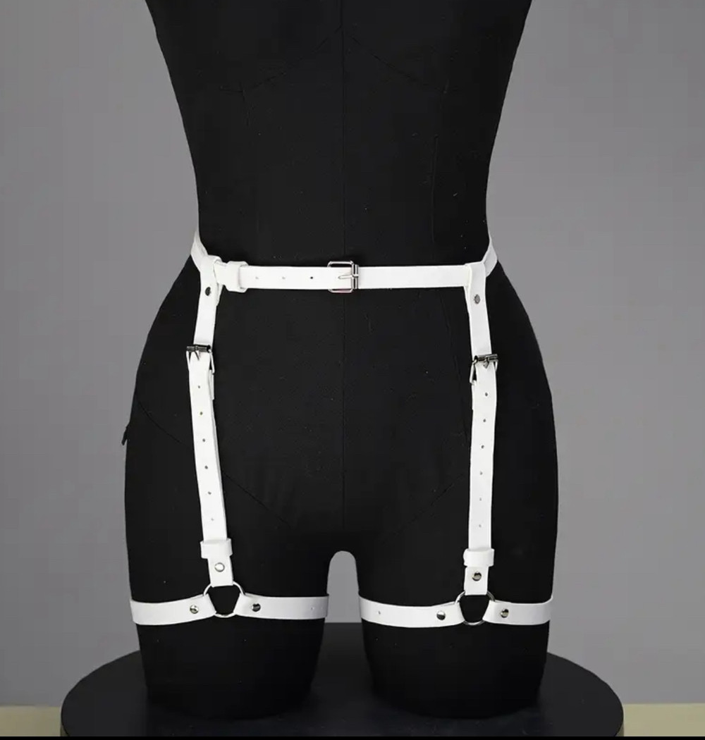 Портупея з екошкіри на талію й стегна колір білий, фото 1