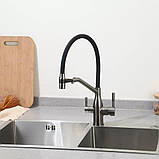 Змішувач для кухні під фільтр Frap F4397-9 з гнучким виливом, фото 2