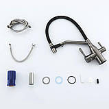 Змішувач для кухні під фільтр Frap F4397-9 з гнучким виливом, фото 5