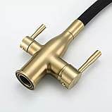 Змішувач для кухні під фільтр Frap F4396-3 з гнучким виливом Матове золото, фото 5