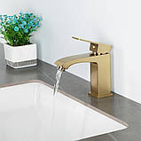 Змішувач для умивальника Frap F1076-3 Матове золото, фото 2
