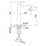 Високий змішувач для умивальника FRAP F1076-29, латунь, збройова сталь, фото 4