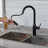 Змішувач з висувним виливом для кухні GAPPO G4398-46, 2 режими, чорний, фото 2