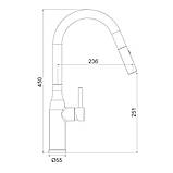 Змішувач з висувним виливом для кухні GAPPO G4398-46, 2 режими, чорний, фото 5