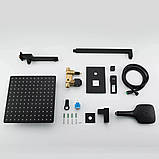 Вбудована душова система GAPPO G7117-6, вилив - перемикач на лійку, 3-функції, чорний, фото 9