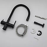 Змішувач для кухні на дві води GAPPO G4398-36 з гнучким виливом, чорний, фото 8