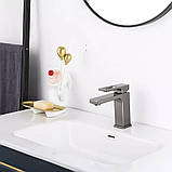 Змішувач для умивальника GAPPO G1017-9, збройова сталь, фото 2