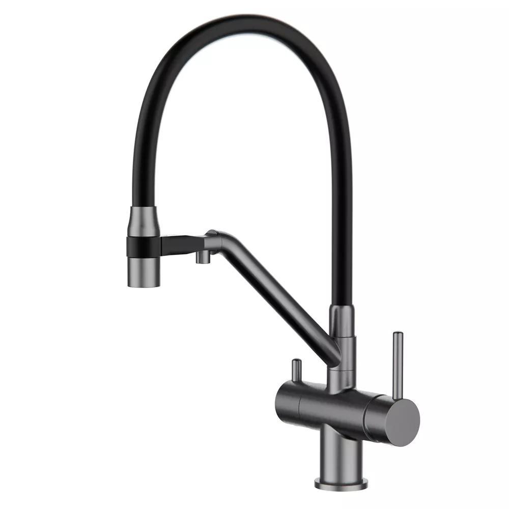 Змішувач для кухні з підключенням фільтра GAPPO G4398-89, збройова сталь, фото 1