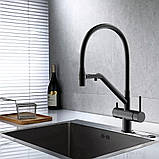 Змішувач для кухні з підключенням фільтра GAPPO G4398-89, збройова сталь, фото 2