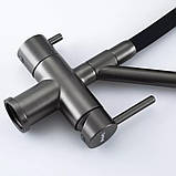 Змішувач для кухні з підключенням фільтра GAPPO G4398-89, збройова сталь, фото 4