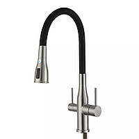 Змішувач для кухні GAPPO G4399-65 з під'єднанням фільтра питної води, сатин/чорний