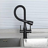 Змішувач для кухні GAPPO G4399-66 з під'єднанням фільтра питної води, чорний, фото 2