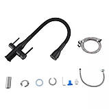 Змішувач для кухні GAPPO G4399-66 з під'єднанням фільтра питної води, чорний, фото 3