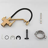 Змішувач для кухні Gappo з виходом для питної води, з гнучким виливом G4395-63 Матове золото, фото 3