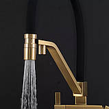 Змішувач для кухні Gappo з виходом для питної води, з гнучким виливом G4395-63 Матове золото, фото 4