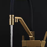 Змішувач для кухні Gappo з виходом для питної води, з гнучким виливом G4395-63 Матове золото, фото 5