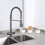 Змішувач для кухні з під'єднанням фільтра питної води GAPPO G4398-69, гнучкий вилив Графіт, фото 2