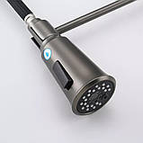 Змішувач для кухні з під'єднанням фільтра питної води GAPPO G4398-69, гнучкий вилив Графіт, фото 4