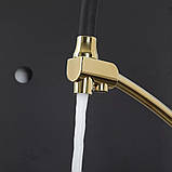 Змішувач для кухні з підключенням фільтра питної води GAPPO G4398-13, гнучкий вилив, золото/чорний, фото 4