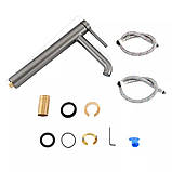 Високий змішувач для умивальника GAPPO G1006-29, збройова сталь, фото 3