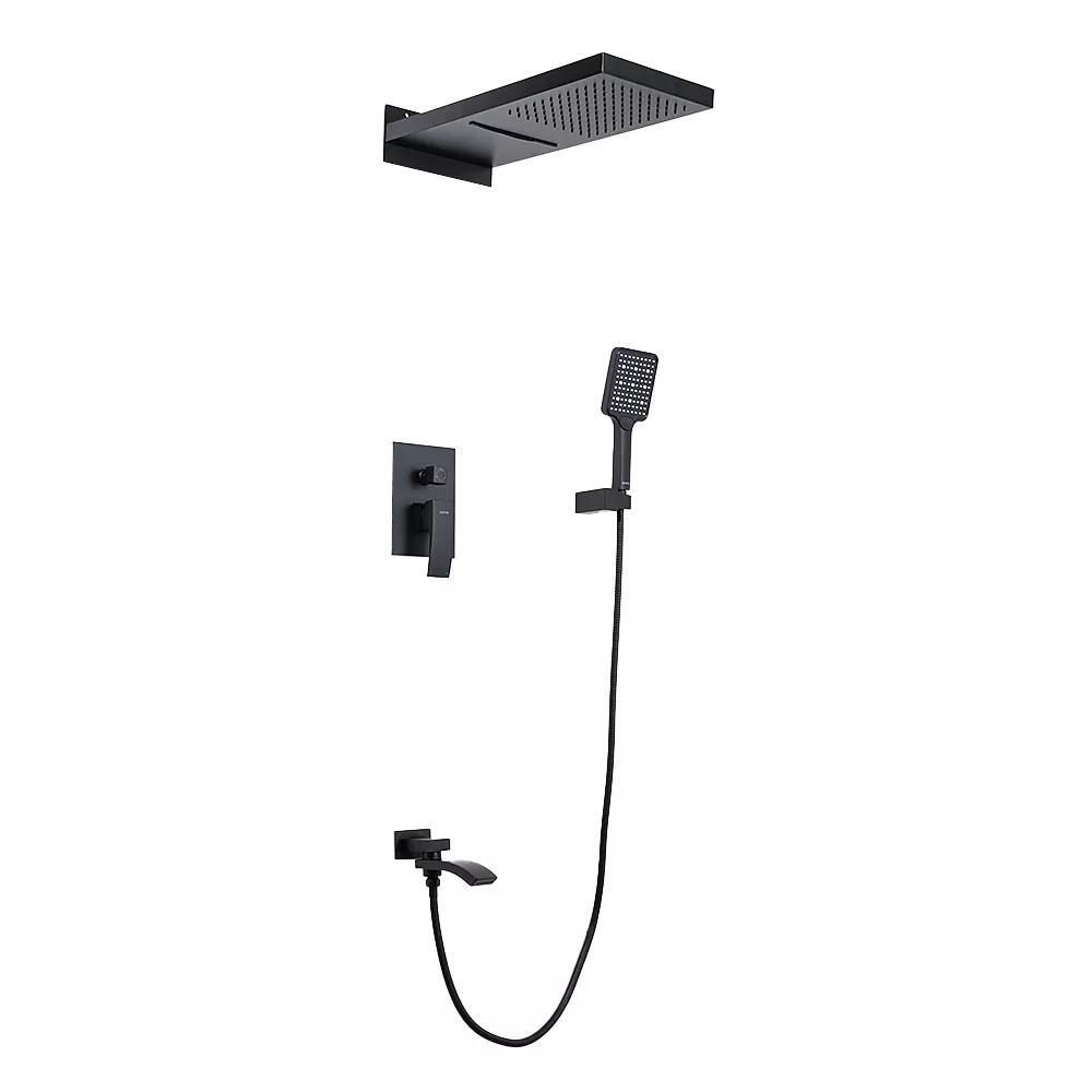 Вбудована душова система GAPPO G7107-76, 3 режими, латунь, чорний, фото 1