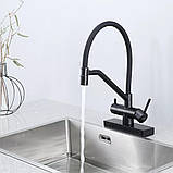 G4098-6 кухня одноваж. вис. вилив+ ВОДОСПАД  латунь гайка карт.90° Ø35 (чорний) {8/1}, фото 3