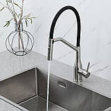 G4098-15 кухня одноваж. вис. вилив нерж. сталь гайка Ø35 (сатин/чорний) {8/1}, фото 2