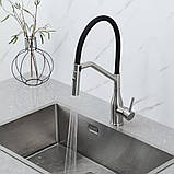 G4098-15 кухня одноваж. вис. вилив нерж. сталь гайка Ø35 (сатин/чорний) {8/1}, фото 3