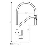 G4098-15 кухня одноваж. вис. вилив нерж. сталь гайка Ø35 (сатин/чорний) {8/1}, фото 7