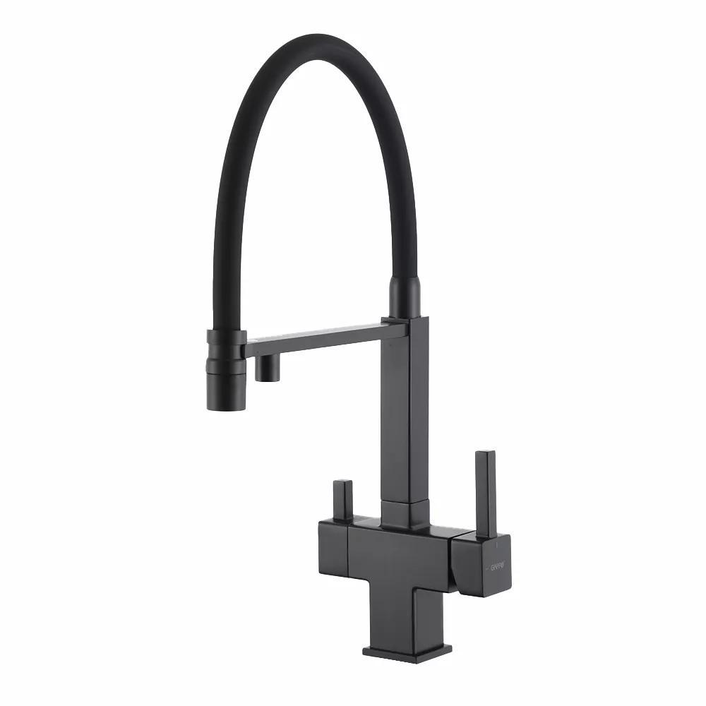 Змішувач для кухні під осмос GAPPO G4395-56 з гнучким виливом, чорний, фото 1