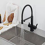 Змішувач для кухні під осмос GAPPO G4395-56 з гнучким виливом, чорний, фото 2