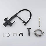 Змішувач для кухні під осмос GAPPO G4395-56 з гнучким виливом, чорний, фото 5