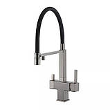 Змішувач для кухні під осмос GAPPO G4395-59 з гнучким виливом, збройова сталь, фото 2