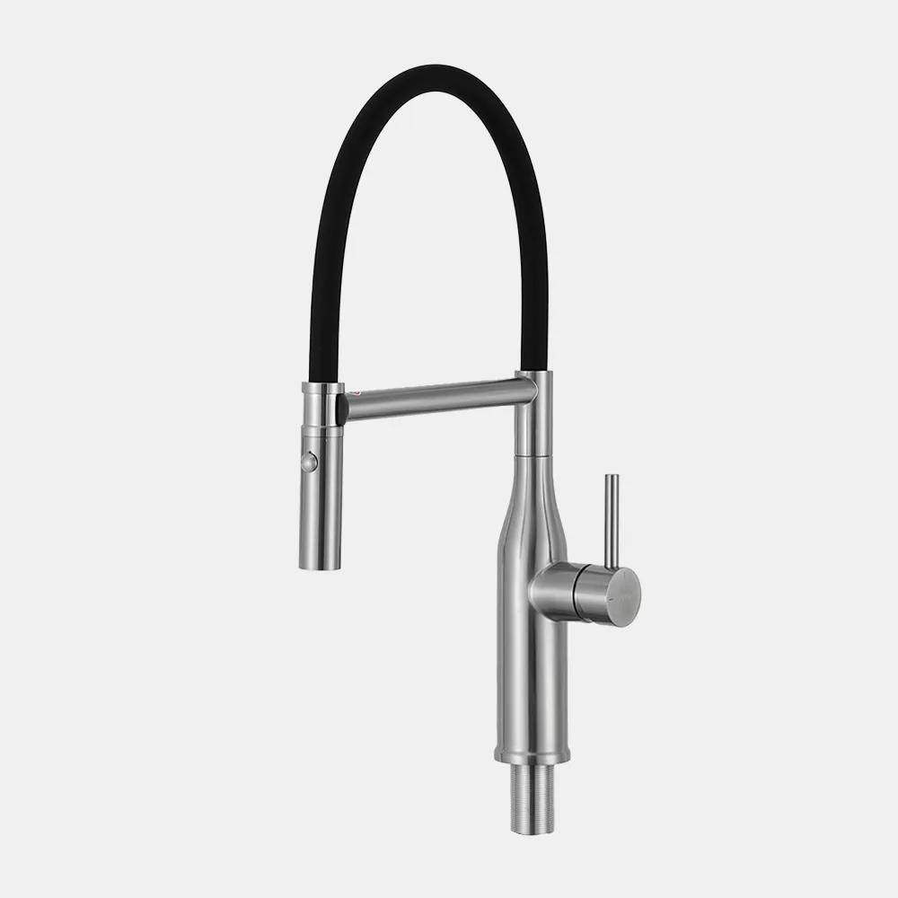 Змішувач для кухні GAPPO G4098-25 з гнучким виливом, неірж. сталь, сатин, фото 1