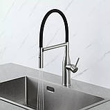 Змішувач для кухні GAPPO G4098-25 з гнучким виливом, неірж. сталь, сатин, фото 3