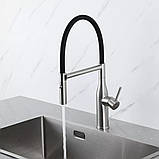 Змішувач для кухні GAPPO G4098-25 з гнучким виливом, неірж. сталь, сатин, фото 4