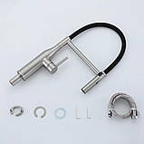 Змішувач для кухні GAPPO G4098-25 з гнучким виливом, неірж. сталь, сатин, фото 5