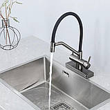 Змішувач для кухні з водоспадом GAPPO G4098-9, гнучкий вилив, збройова сталь, фото 4