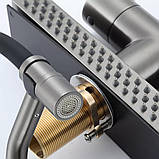 Змішувач для кухні з водоспадом GAPPO G4098-9, гнучкий вилив, збройова сталь, фото 5