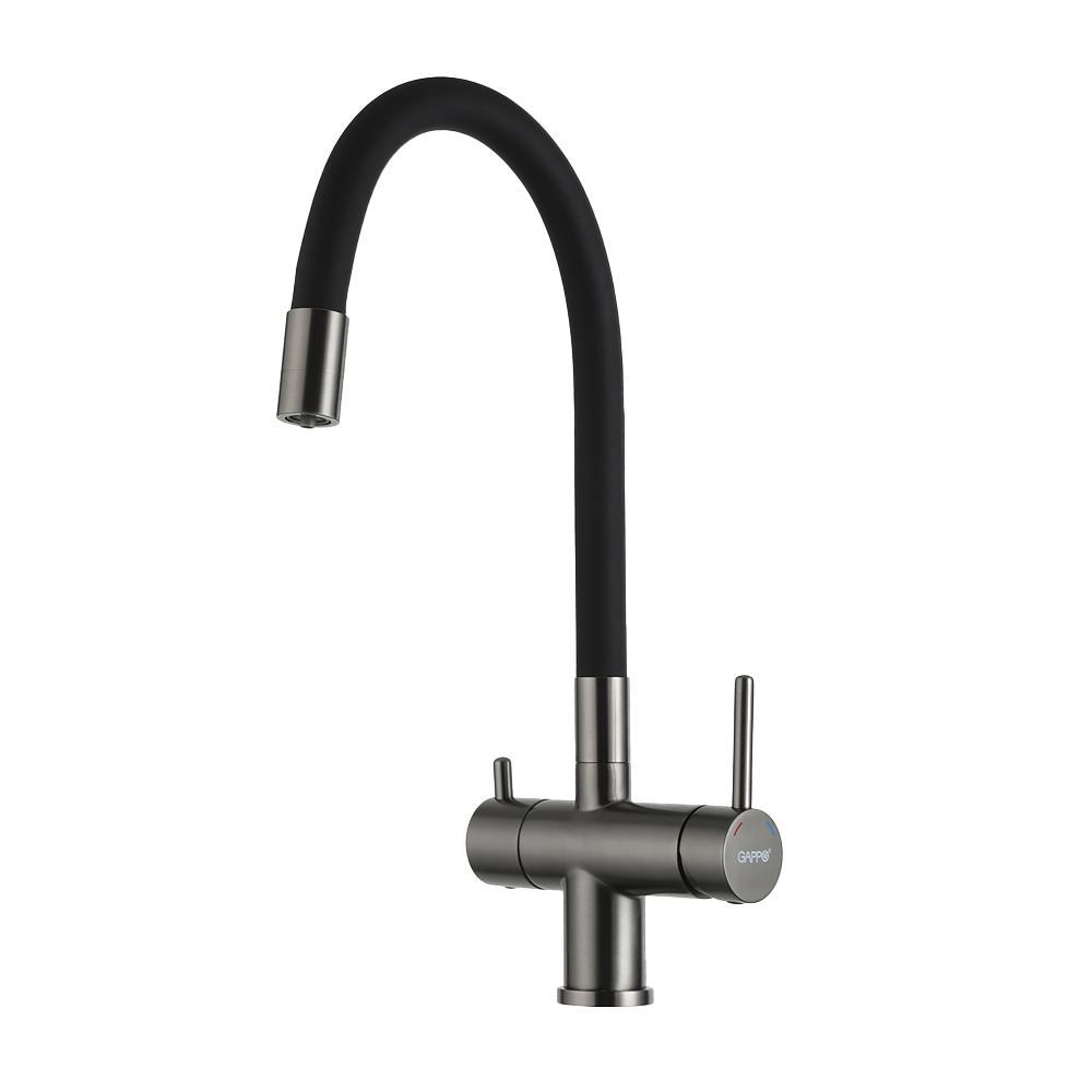 Змішувач для кухні GAPPO G4398-39 під осмос, латунь, Ø35, збройова сталь/чорний, фото 1