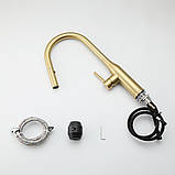 Змішувач для кухні GAPPO G4398-43 з висувною лійкою Матове золото, фото 2