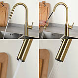 Змішувач для кухні GAPPO G4398-43 з висувною лійкою Матове золото, фото 3