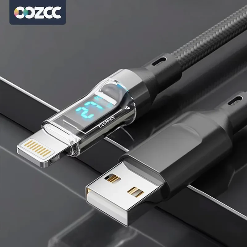 Кабель швидкої зарядки для iPhone з РК-дисплеєм USB A - Lightning, фото 1