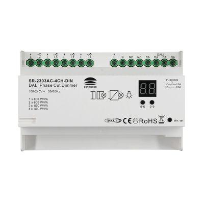 Фазовий димер TRIAC led dimmer 220v з інтерфейсом керування DALI SR-2303AC-4CH-DIN SUNRICHER 22042