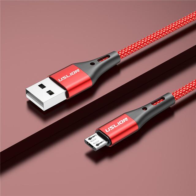 Кабель MicroUSB - USB (3m) провід швидкого заряджання для телефону USLION US0124R.3 Червоний, фото 1