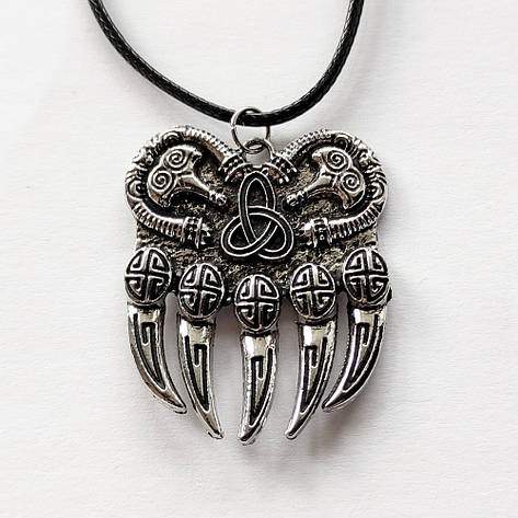 Кулон «Кігті Валькірії» — амулет вікінгів на шнурку 50 см, 3,5×4 см, біжутерний сплав, фото 1
